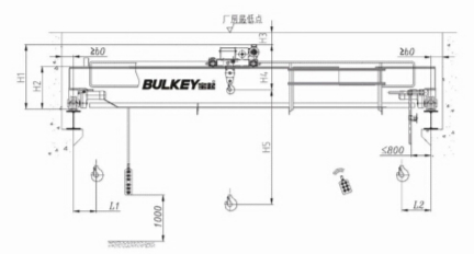 歐式雙梁電動葫蘆起重機外形尺寸結(jié)構圖紙